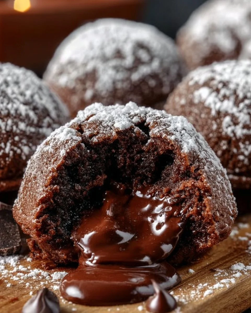 Deliciously rich Brownie Bombs stacked on a white plate
