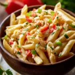 Delicious Cajun Crab Pasta Salad with fresh crab and spices