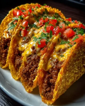 Cheesy Rotel Tacos topped with creamy cheese and flavorful ingredients.