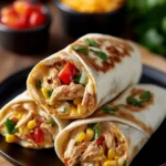 Delicious Chicken Bell Pepper Burritos with ranch dressing on a plate