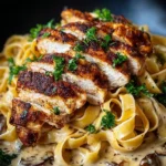 Creamy Cajun Chicken Linguine served with a sprinkle of parsley