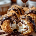 Delicious crispy fried s'mores bombs ready to be enjoyed