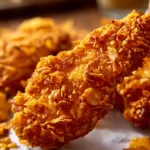 Crispy Doritos Chicken Tenders served with dipping sauce