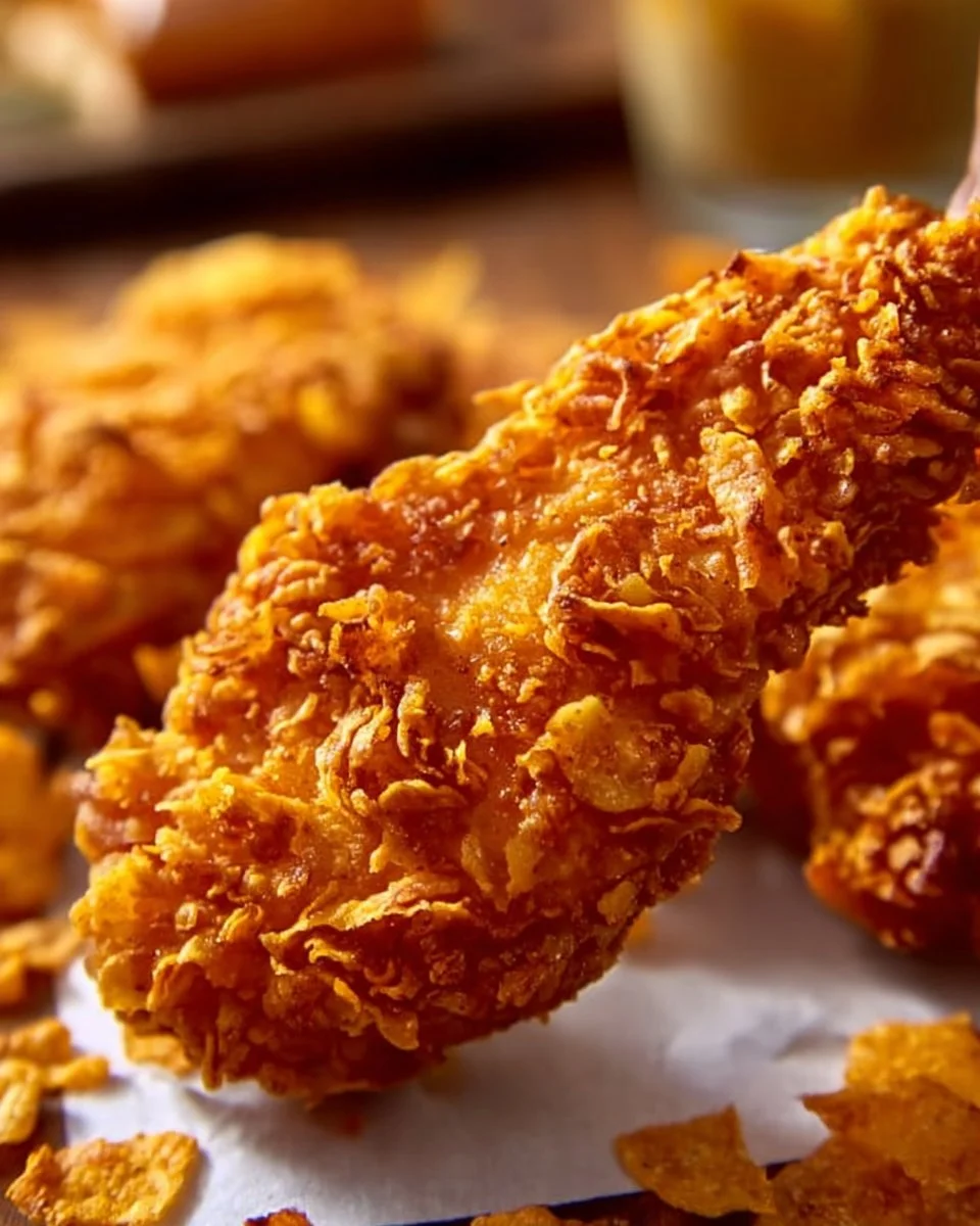 Crispy Doritos Chicken Tenders served with dipping sauce