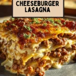 Easy Parmesan Garlic Bacon Cheeseburger Lasagna with layers of flavor and cheesy goodness.