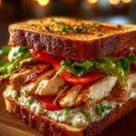 Garlic butter lettuce, tomato, and grilled chicken sandwich on a plate