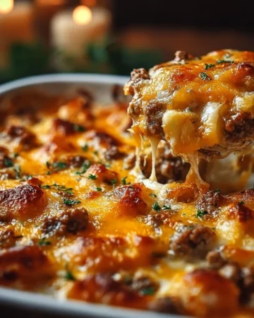 Delicious homemade Hobo Casserole served in a rustic dish with vegetables and meat