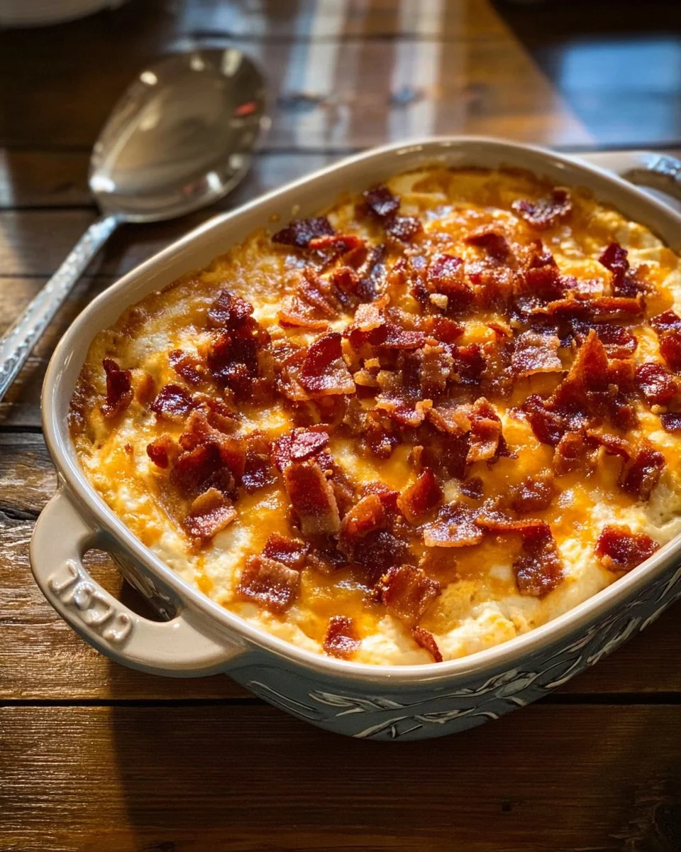 Ranch Chicken Tater-Tot Casserole topped with crispy tater tots