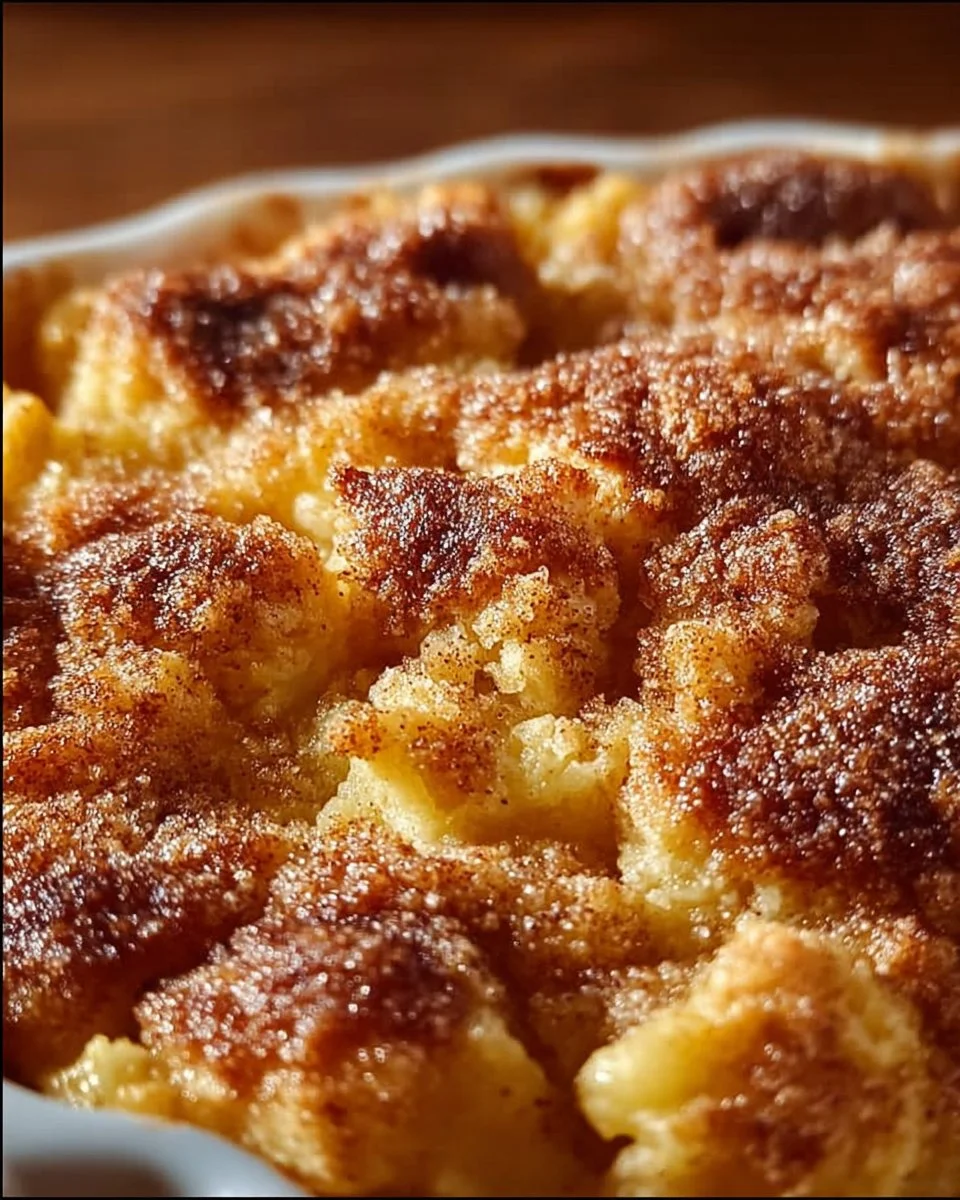 Delicious snickerdoodle cobbler dessert topped with cinnamon sugar