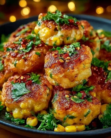 Delicious spicy Mexican corn bites served on a platter