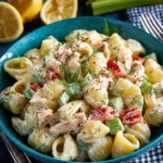 Delicious Chicken Bacon Pasta Salad served in a bowl