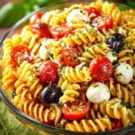 Delicious Classic Italian Pasta Salad with fresh ingredients and vibrant colors.