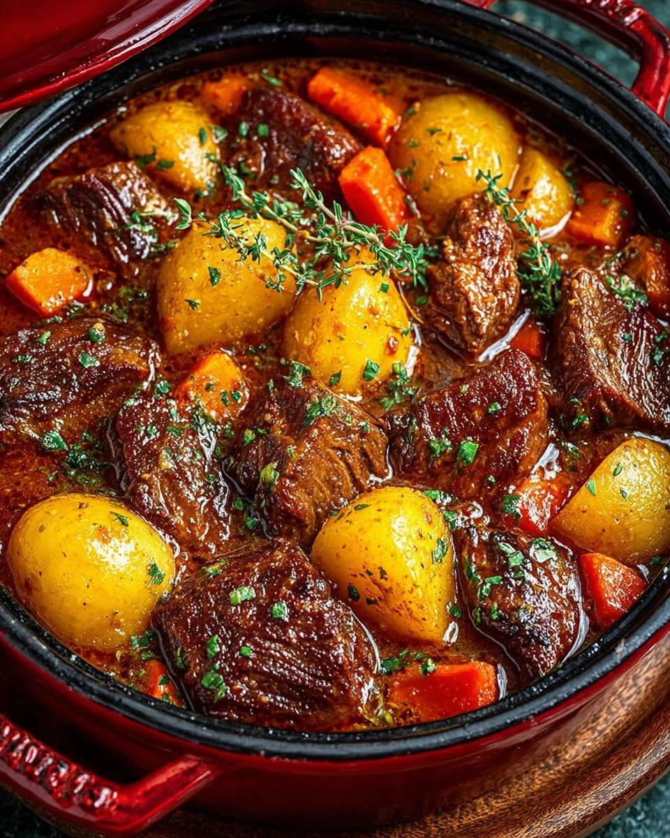 Bowl of easy homemade beef stew with tender meat and fresh vegetables