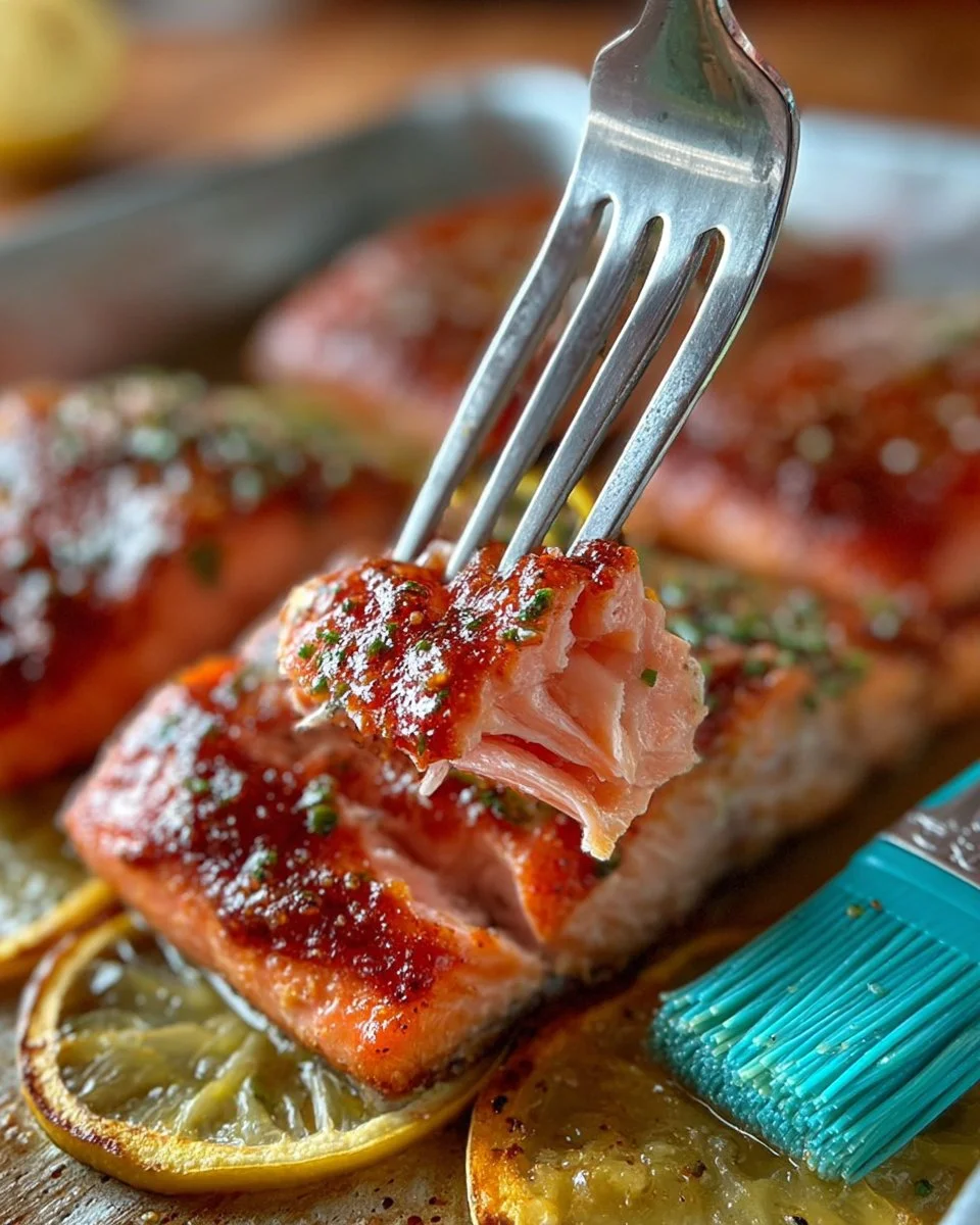 Delicious grilled teriyaki salmon served with vegetables
