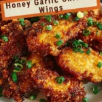 Delicious Honey Garlic Chicken Wings served with fresh herbs and sauce.