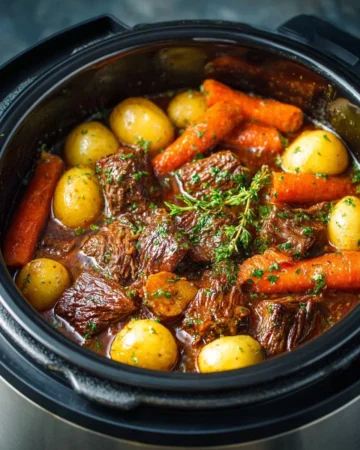 Delicious Instant Pot pot roast served with vegetables