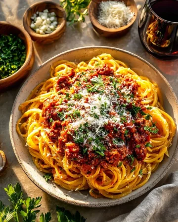 A delicious bowl of Italian sausage pasta with fresh herbs and spices.