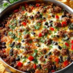 Delicious Mexican Ground Beef Skillet with colorful vegetables