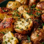 Air fryer roasted potatoes served in a bowl, crispy and golden brown.