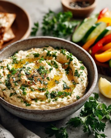 Authentic smoky Baba Ganoush served in a bowl with fresh pita bread