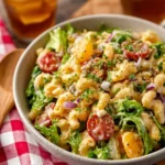 Delicious Big Mac Pasta Salad with fresh ingredients and savory flavors