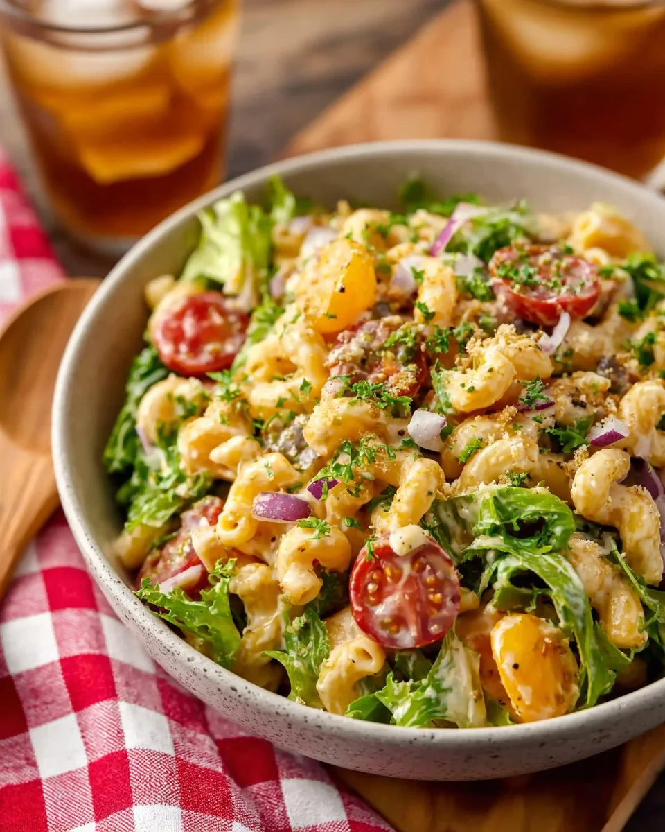 Delicious Big Mac Pasta Salad with fresh ingredients and savory flavors