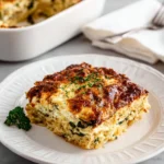 Delicious Chicken Lasagna with Spinach sprinkled with cheese and herbs