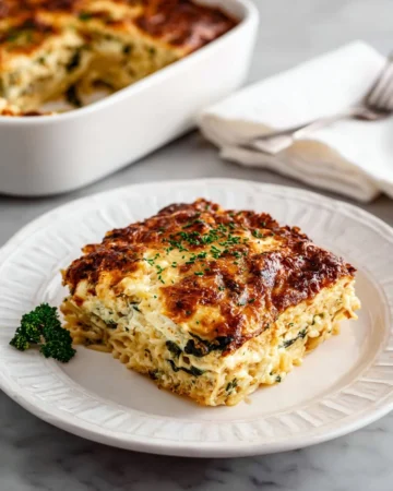Delicious Chicken Lasagna with Spinach sprinkled with cheese and herbs