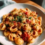 Delicious creamy Cajun veggie pasta served in a colorful bowl.