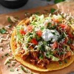Crock Pot chicken tacos served with fresh toppings
