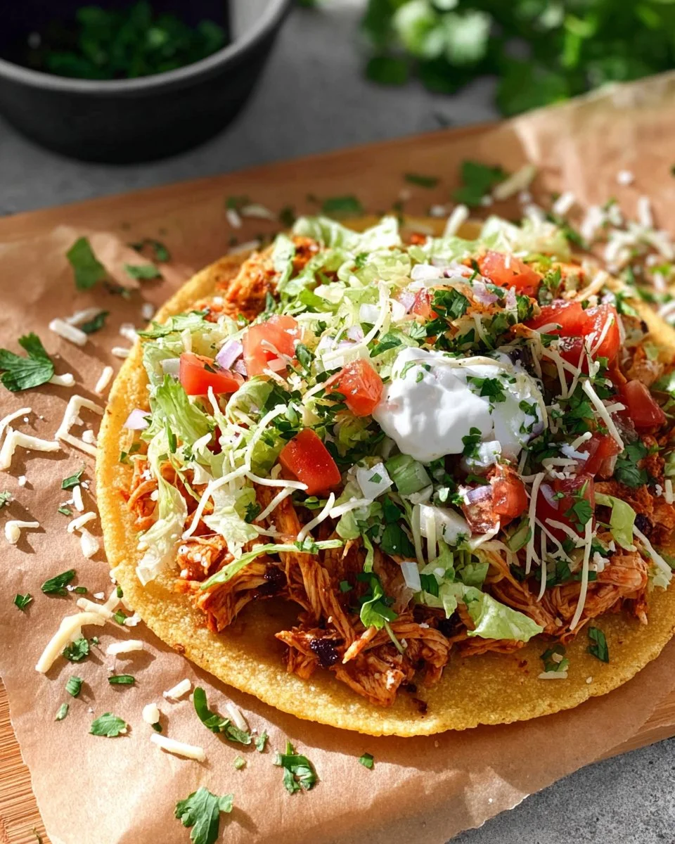 Crock Pot chicken tacos served with fresh toppings