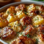 Garlic Parmesan Chicken with potatoes cooked in a crockpot