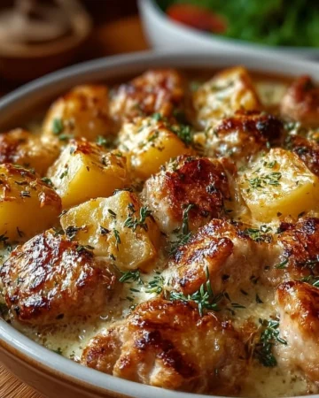 Garlic Parmesan Chicken with potatoes cooked in a crockpot