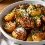 Delicious Garlic Parmesan Potatoes served as a side dish