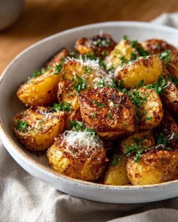 Delicious Garlic Parmesan Potatoes served as a side dish