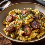 One Pot Spicy Sausage Pasta dish featuring vibrant ingredients and spices