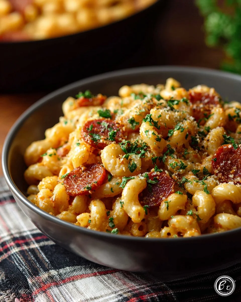 Delicious Pepperoni Pizza Macaroni and Cheese in a creamy, cheesy sauce