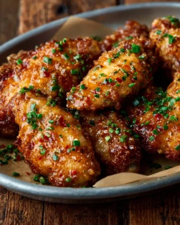 A plate of crispy Bang Bang Chicken garnished with green onions