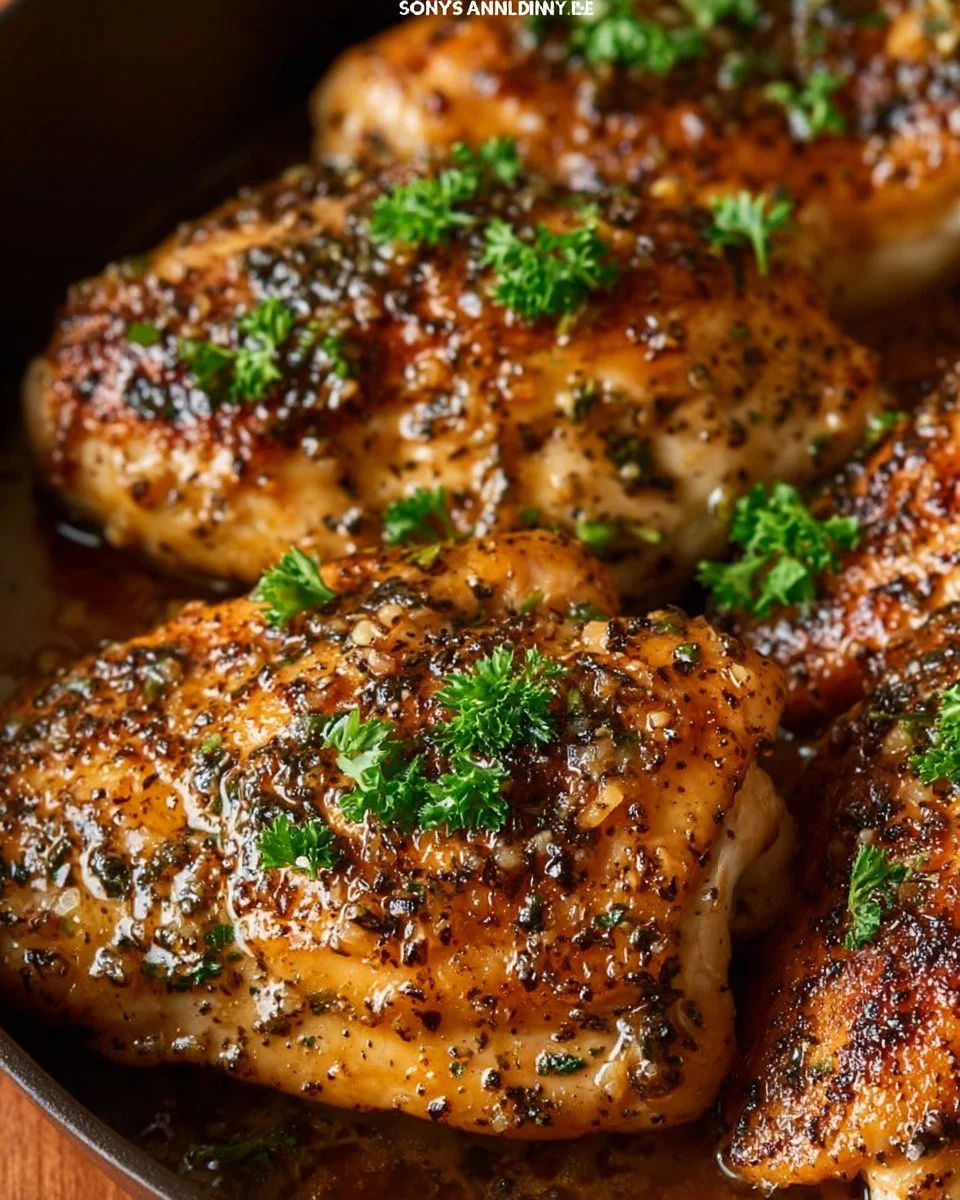 Plate of Brown Sugar Garlic Chicken with garnished vegetables