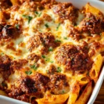 Delicious Cheesy Italian Beef and Penne dish served in a bowl