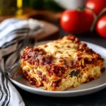 Delicious crockpot vegetable lasagna made with fresh ingredients.