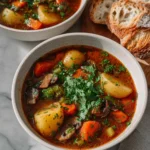Delicious easy baked vegetable stew filled with colorful vegetables and herbs.