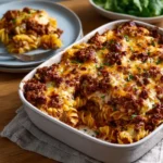 Delicious Grandma's Hamburger Casserole baked with cheese and pasta