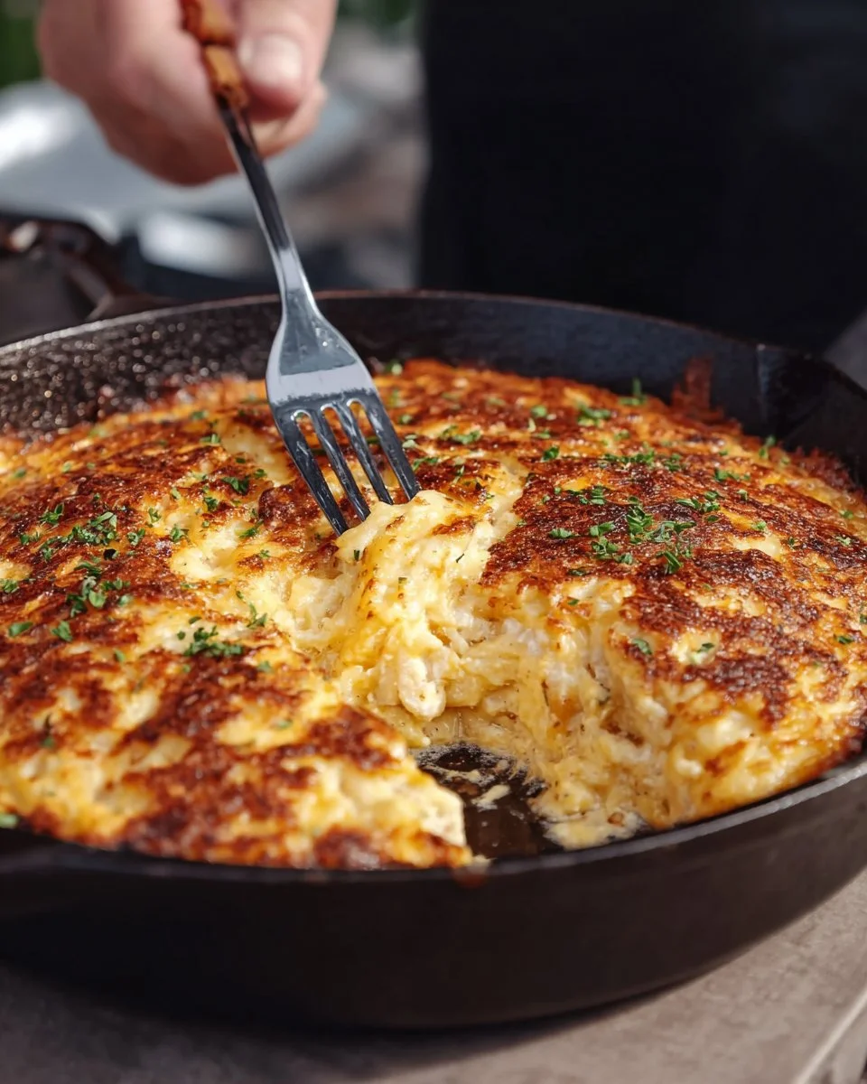 Delicious Green Chili Mac & Cheese topped with green chilis and cheese