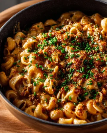 Delicious homemade hamburger helper dish served in a bowl