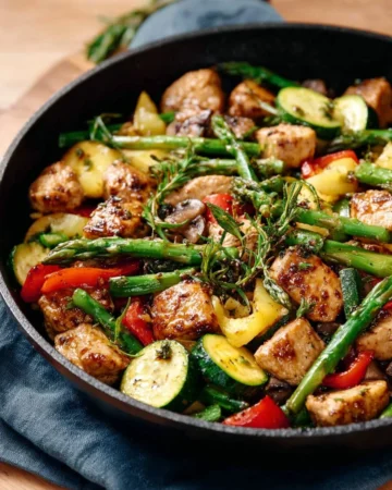 Honey Garlic Chicken Stir Fry served in a colorful bowl with fresh vegetables