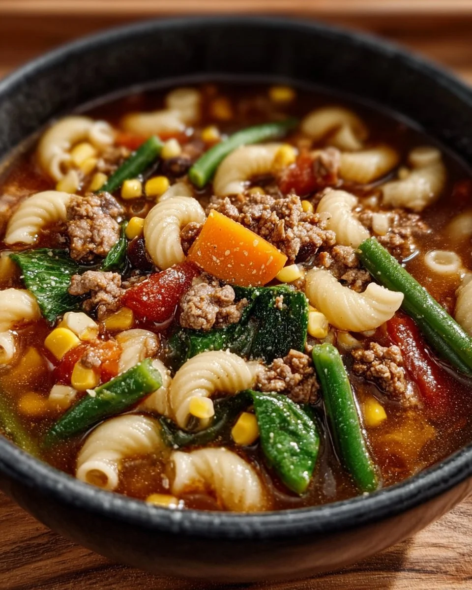 Bowl of Italian Vegetable Soup garnished with fresh parsley and colorful veggies