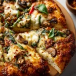 Loaded Pesto Veggie Pizza with fresh vegetables and pesto sauce