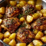 One-Pan Honey Mustard Chicken with colorful vegetables on a serving plate