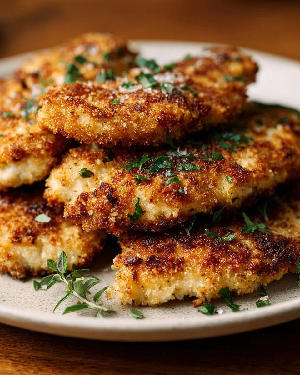 Deliciously baked Parmesan Crusted Chicken with a crispy cheese topping